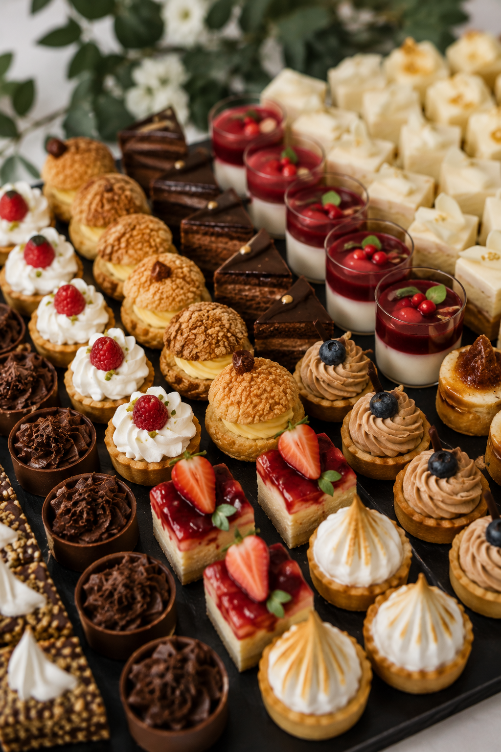 Bandeja de dulces variados preparada para un evento de empresa